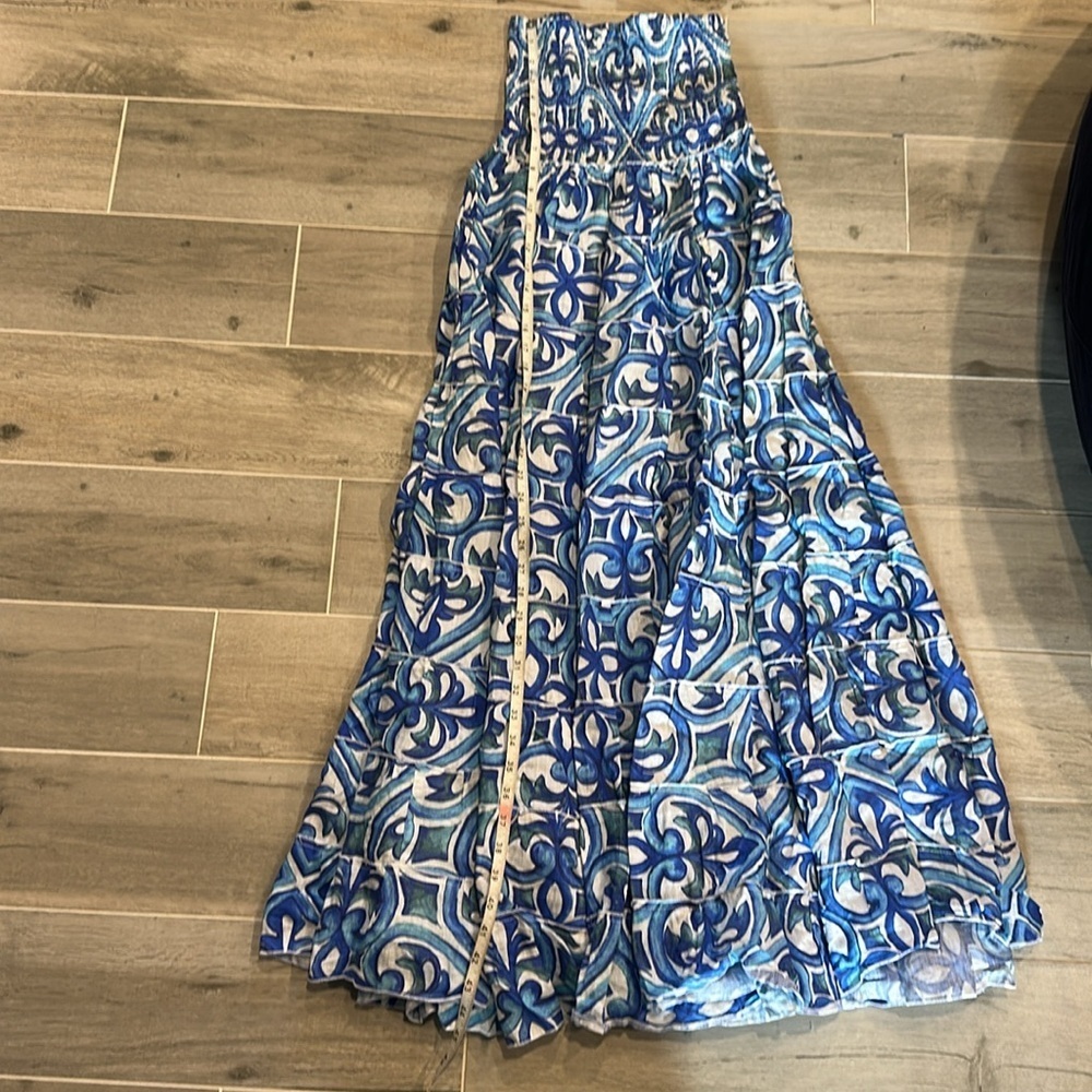 St.Barth Marina Dress Women’s 100% Linen Tiered Skirt/Strapless Dress Sz S/M - Picture 5 of 6